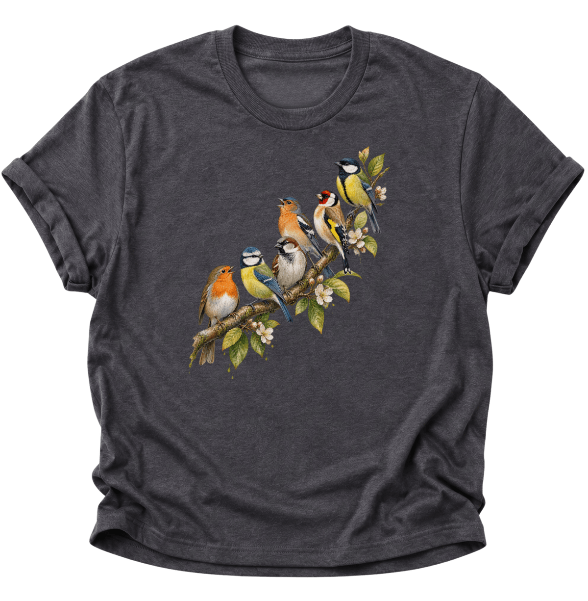 Frühlingsvögel Singvögel Unisex T-Shirt Dark Heather - PINE & RIVER