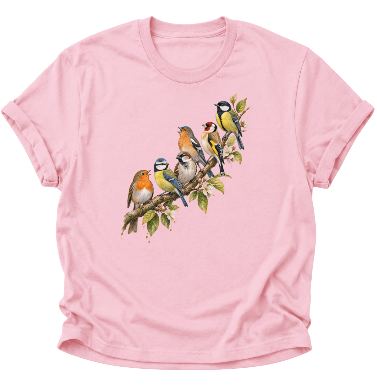 Frühlingsvögel Singvögel Unisex T-Shirt Light Pink - PINE & RIVER
