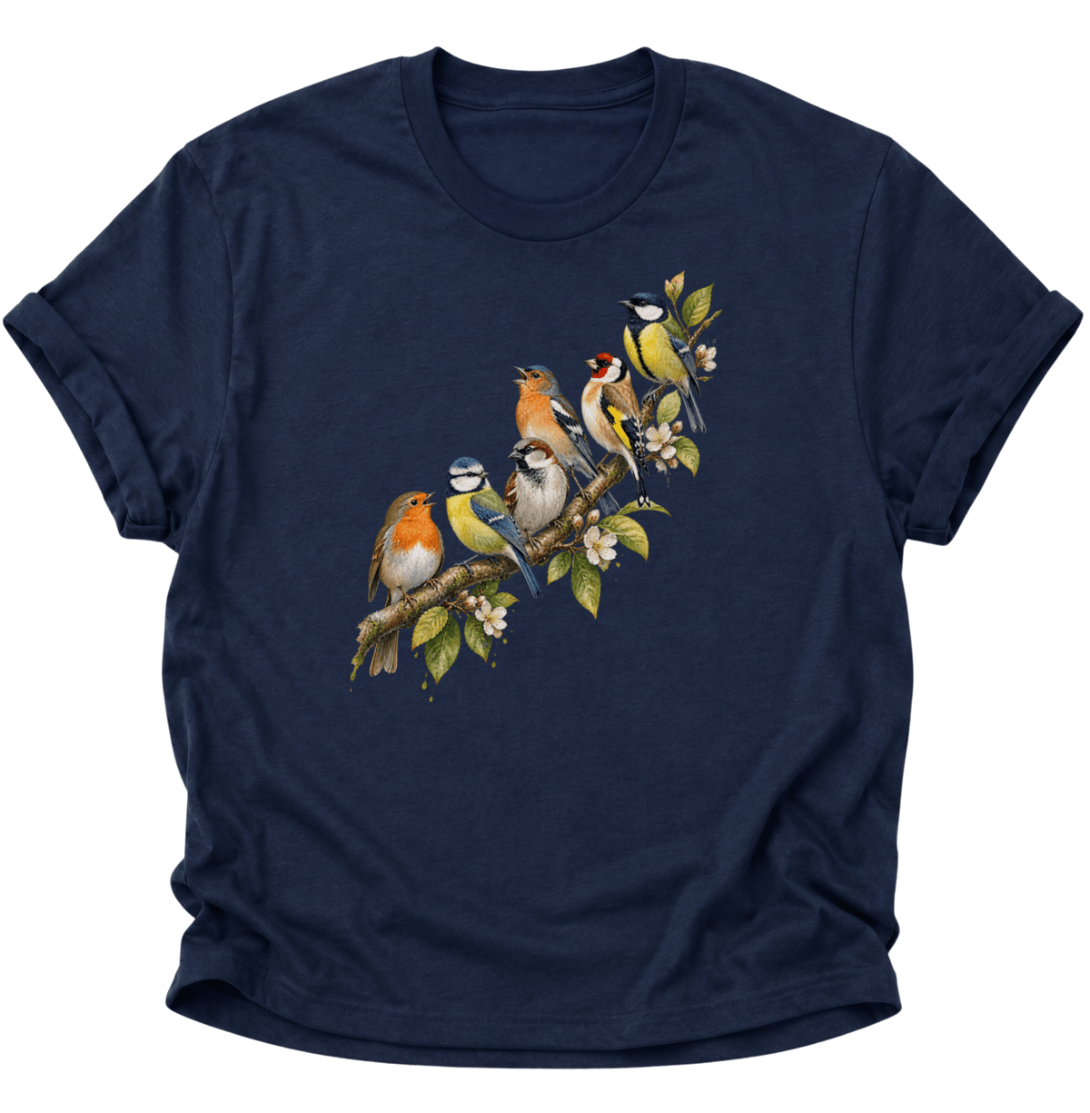 Frühlingsvögel Singvögel Unisex T-Shirt Navy Blue - PINE & RIVER
