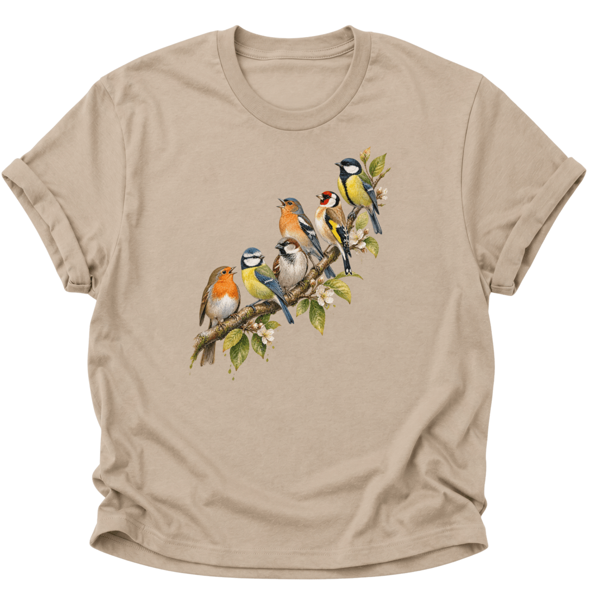 Frühlingsvögel Singvögel Unisex T-Shirt Sand - PINE & RIVER