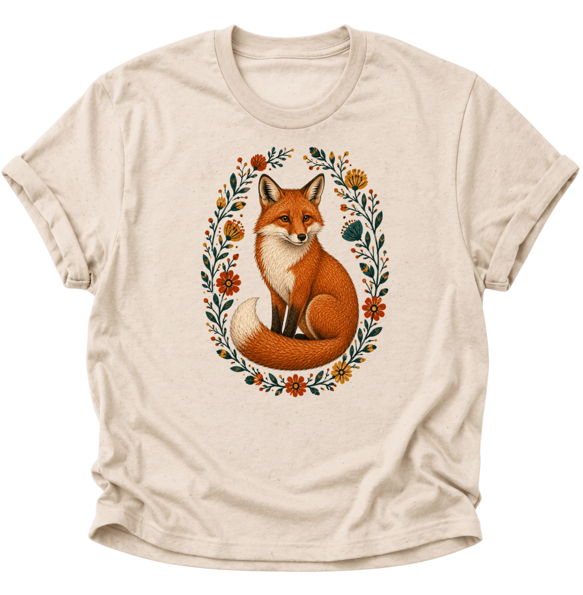 Fuchs im Blumenkranz Unisex T-Shirt Nature - PINE & RIVER