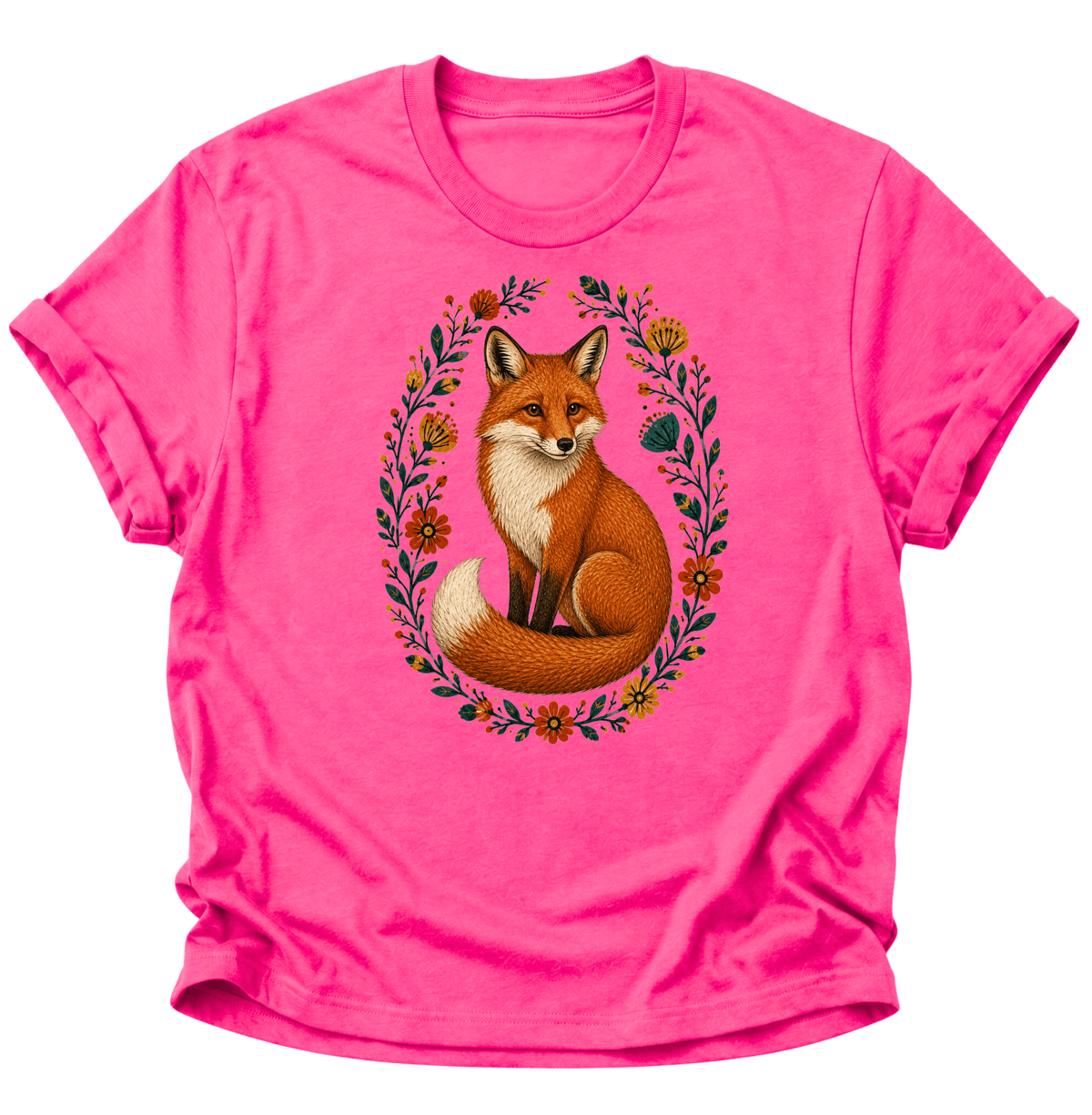 Fuchs im Blumenkranz Unisex T-Shirt Heliconia - PINE & RIVER