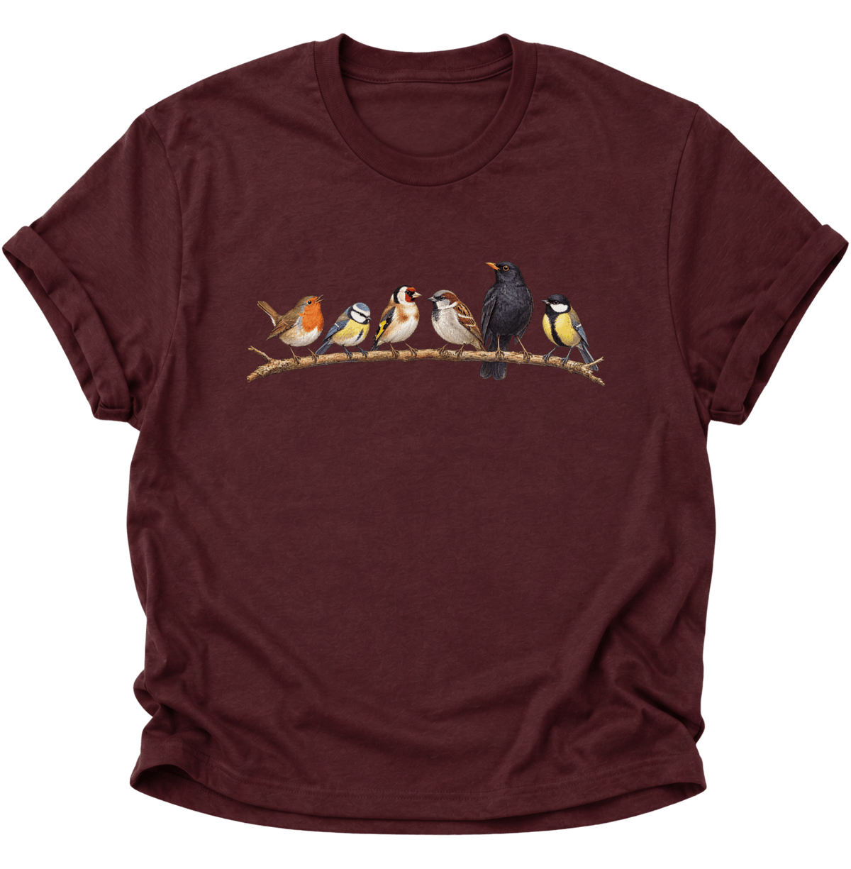 Gartenvögel Vogelbeobachter Unisex T-Shirt Maroon - PINE & RIVER