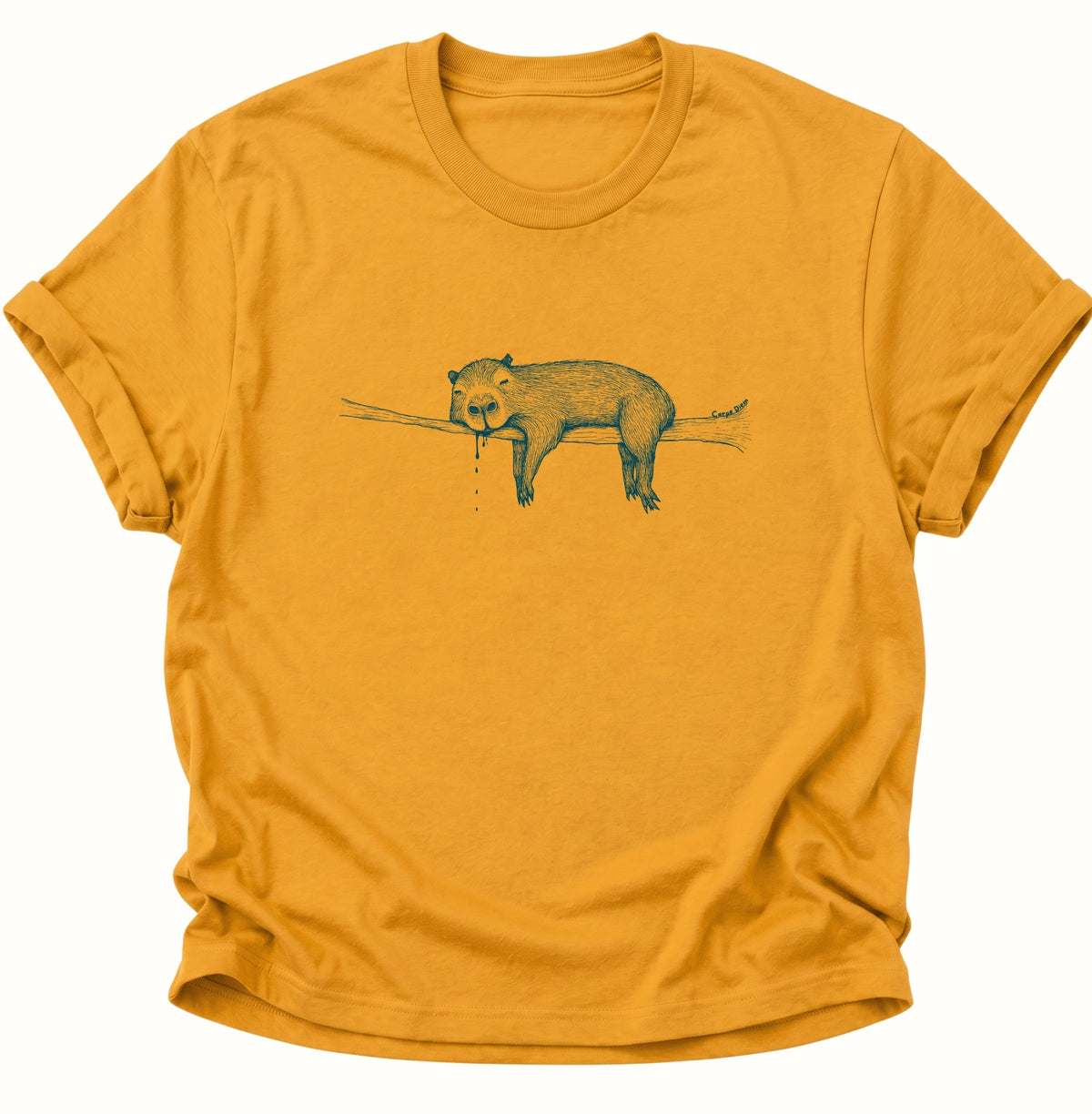 Faules Capybara Carpe Diem Unisex T-Shirt Gelb - PINE & RIVER
