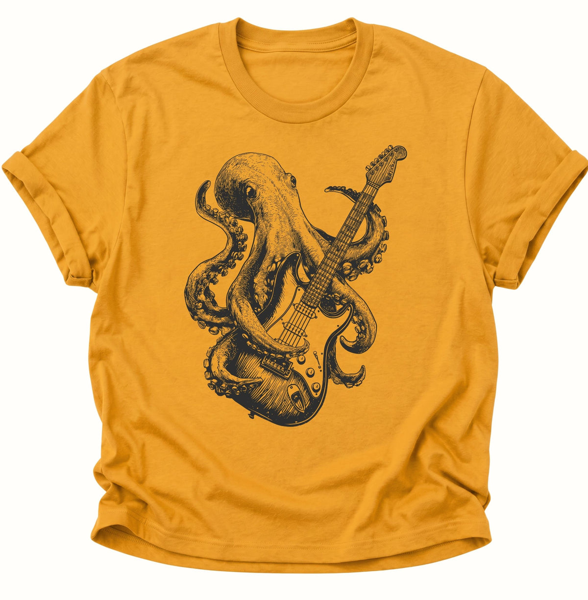 Kraken E-Gitarre Unisex T-Shirt Gelb - PINE & RIVER