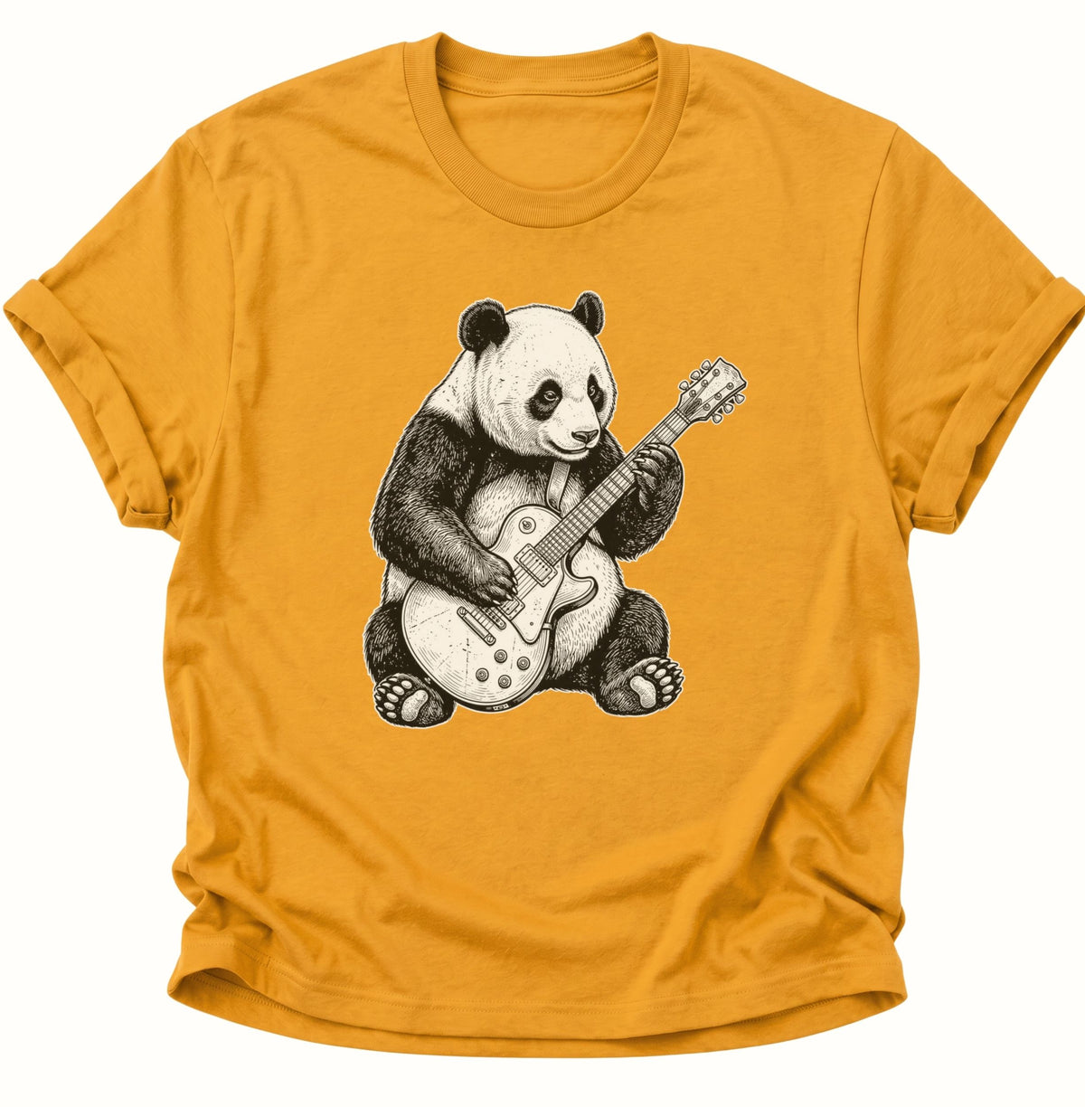 Panda E-Gitarre Unisex T-Shirt Gelb - PINE & RIVER
