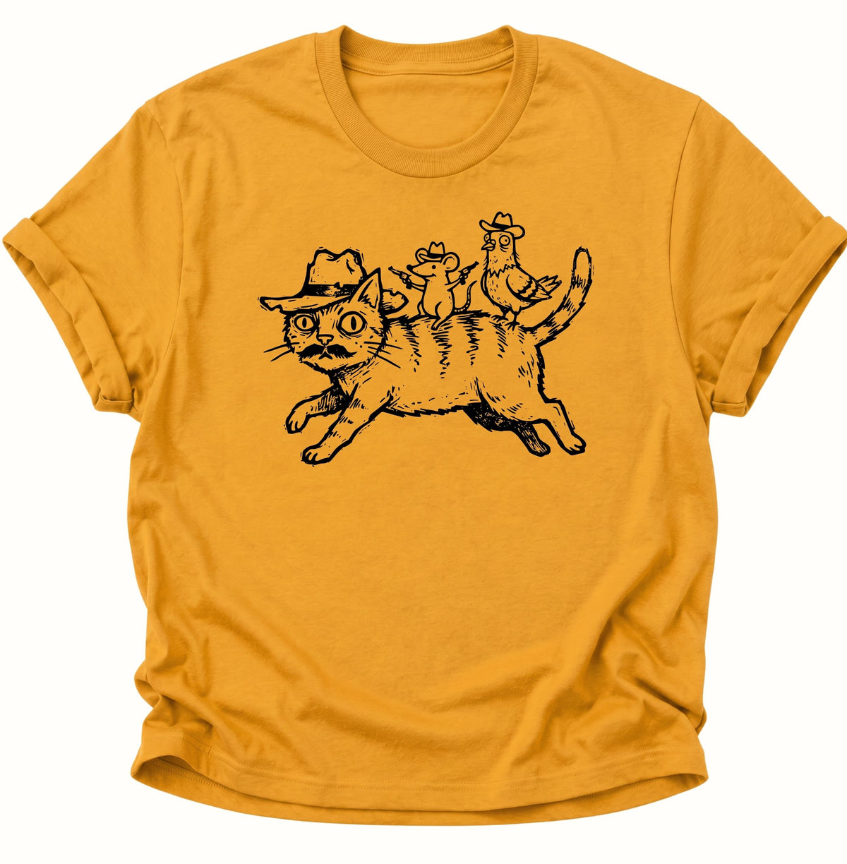 Crazy Katzen Gang Unisex T-Shirt Gelb - PINE & RIVER