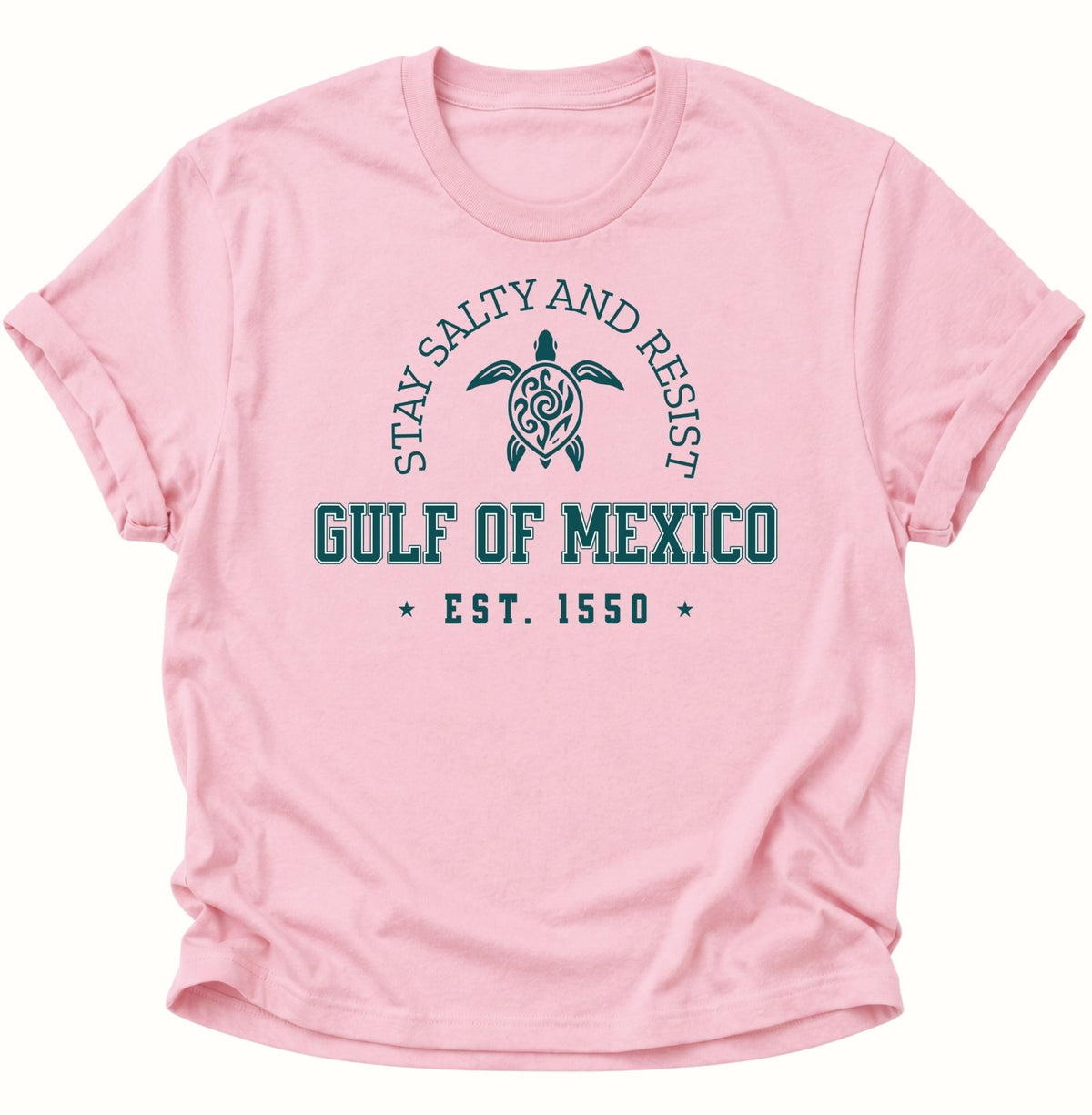 Gulf of Mexico Stay Salty and Resist Unisex T-Shirt Light Pink - PINE & RIVER