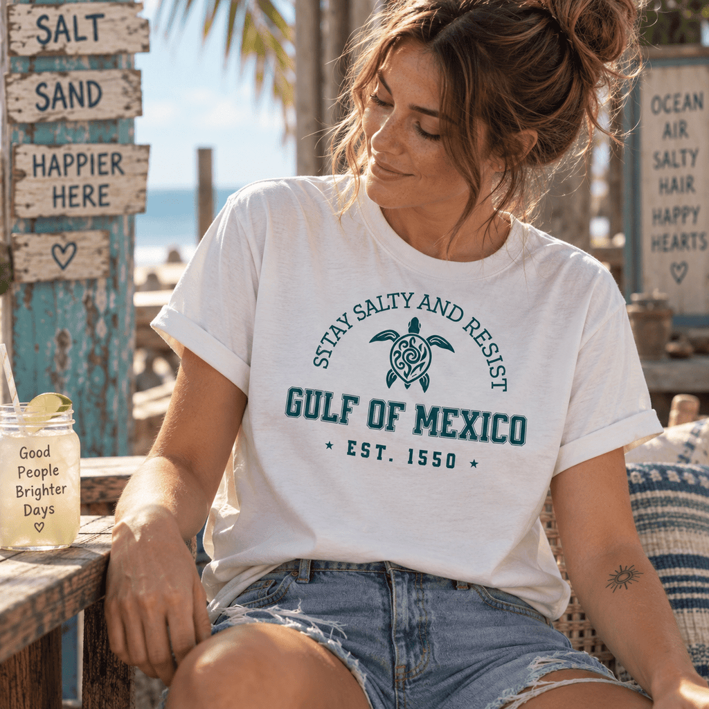 Gulf of Mexico Stay Salty and Resist Unisex T-Shirt Nature - PINE & RIVER