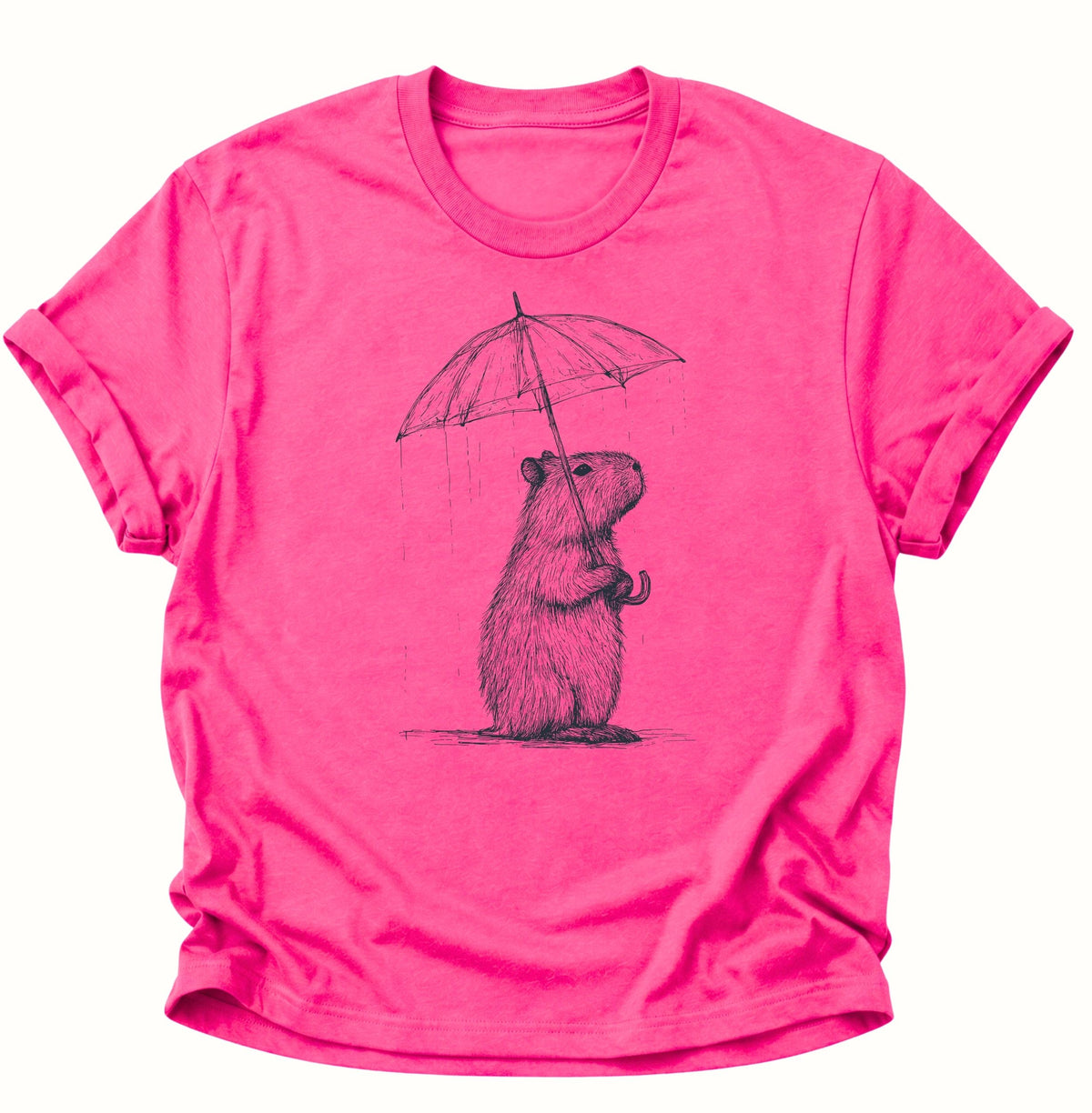 Capybara mit Regenschirm Unisex T-Shirt Heliconia - PINE & RIVER