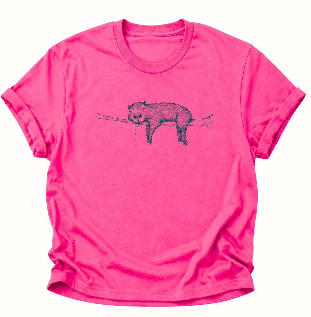 Faules Capybara Carpe Diem Unisex T-Shirt Heliconia - PINE & RIVER