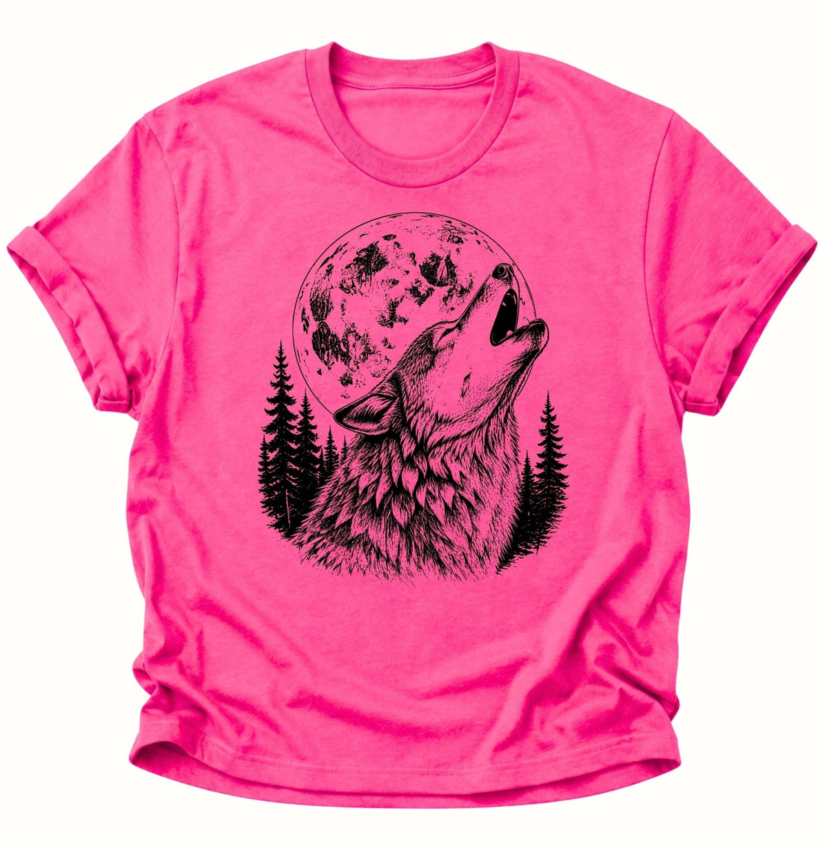 Heulender Wolf Vollmond Unisex T-Shirt Heliconia - PINE & RIVER