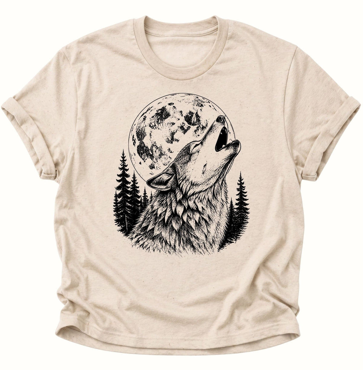 Heulender Wolf Vollmond Unisex T-Shirt Nature - PINE & RIVER
