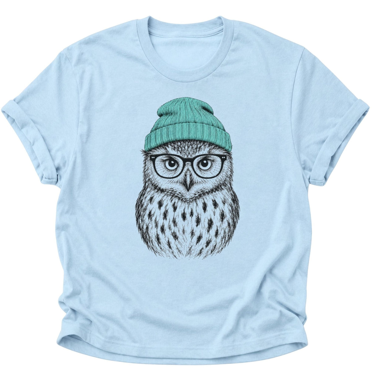 Hipster Eule Vogel Unisex T-Shirt Light Blue - PINE & RIVER