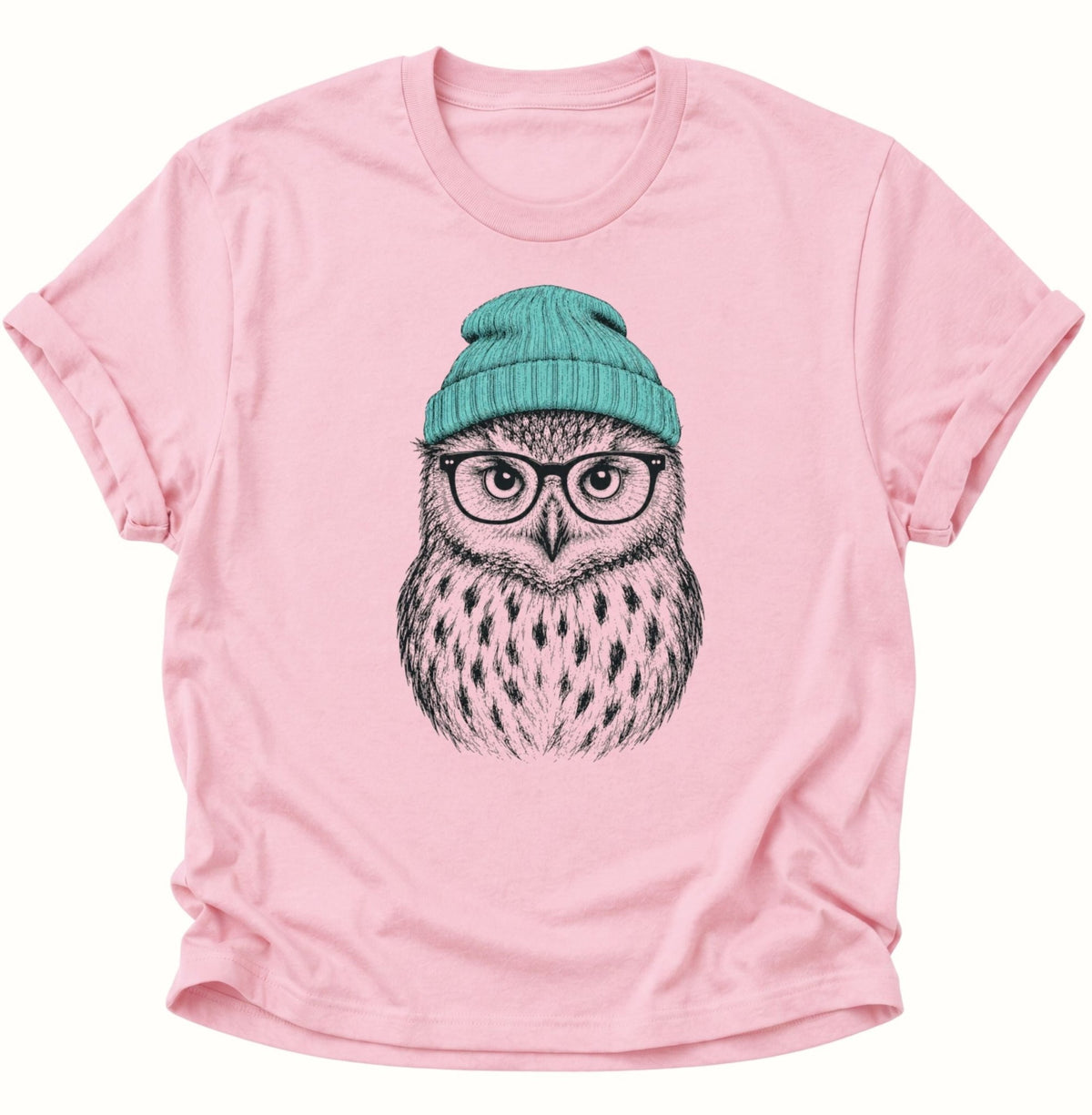 Hipster Eule Vogel Unisex T-Shirt Light Pink - PINE & RIVER