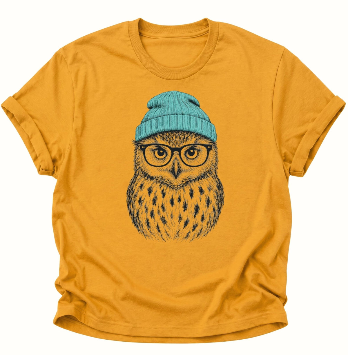 Hipster Eule Vogel Unisex T-Shirt Gelb - PINE & RIVER