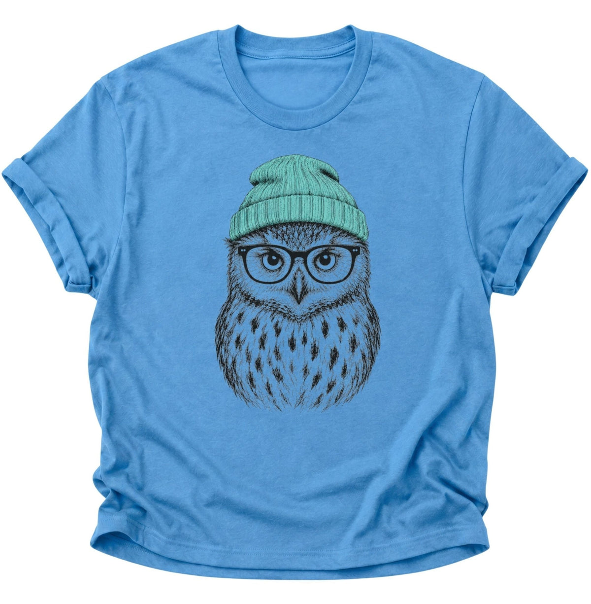 Hipster Eule Vogel Unisex T-Shirt Carolina Blue - PINE & RIVER