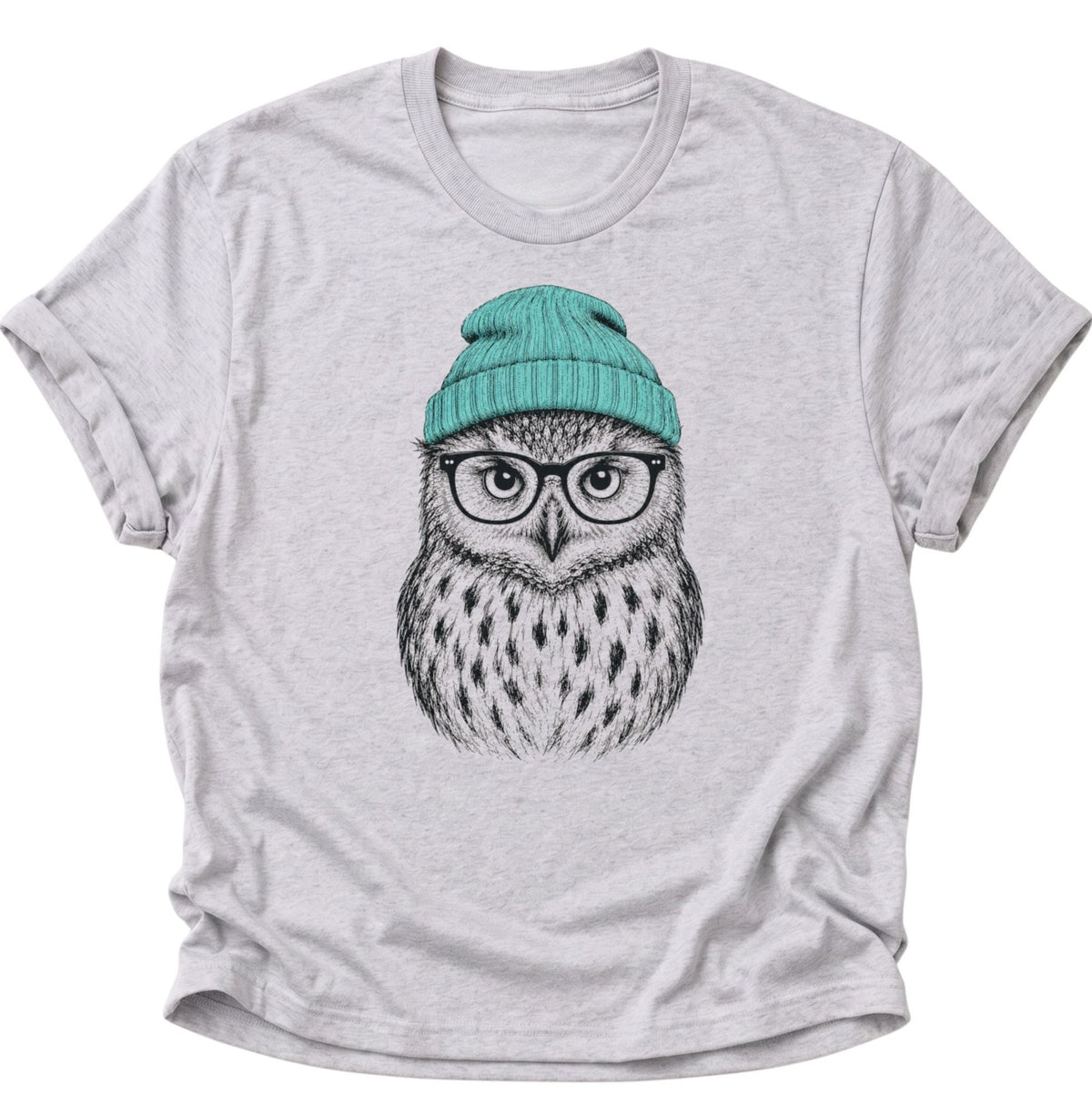 Hipster Eule Vogel Unisex T-Shirt Ash Grey - PINE & RIVER