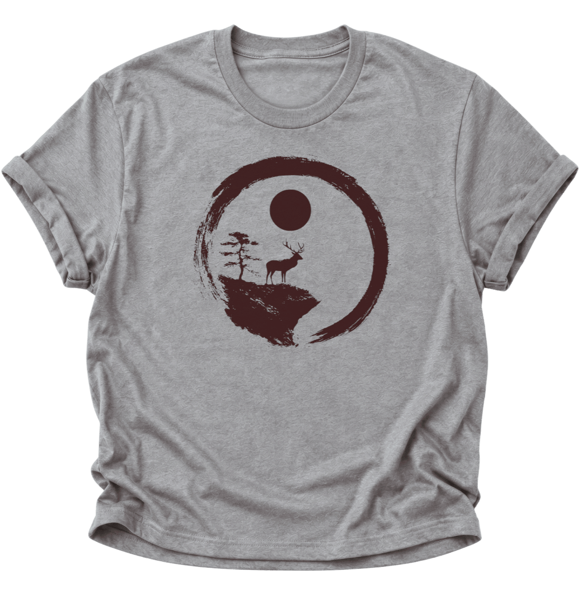Hirsch im Zen-Kreis Unisex T-Shirt Sport Grey - PINE & RIVER