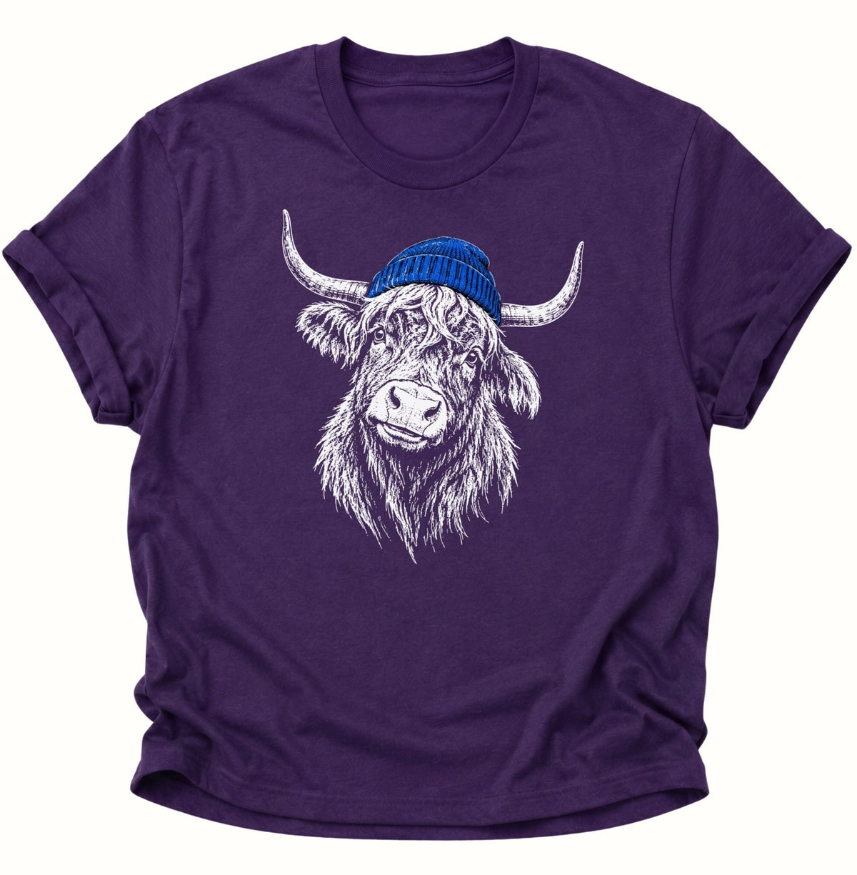 Hochlandrind mit Mütze Unisex T-Shirt Purple - PINE & RIVER