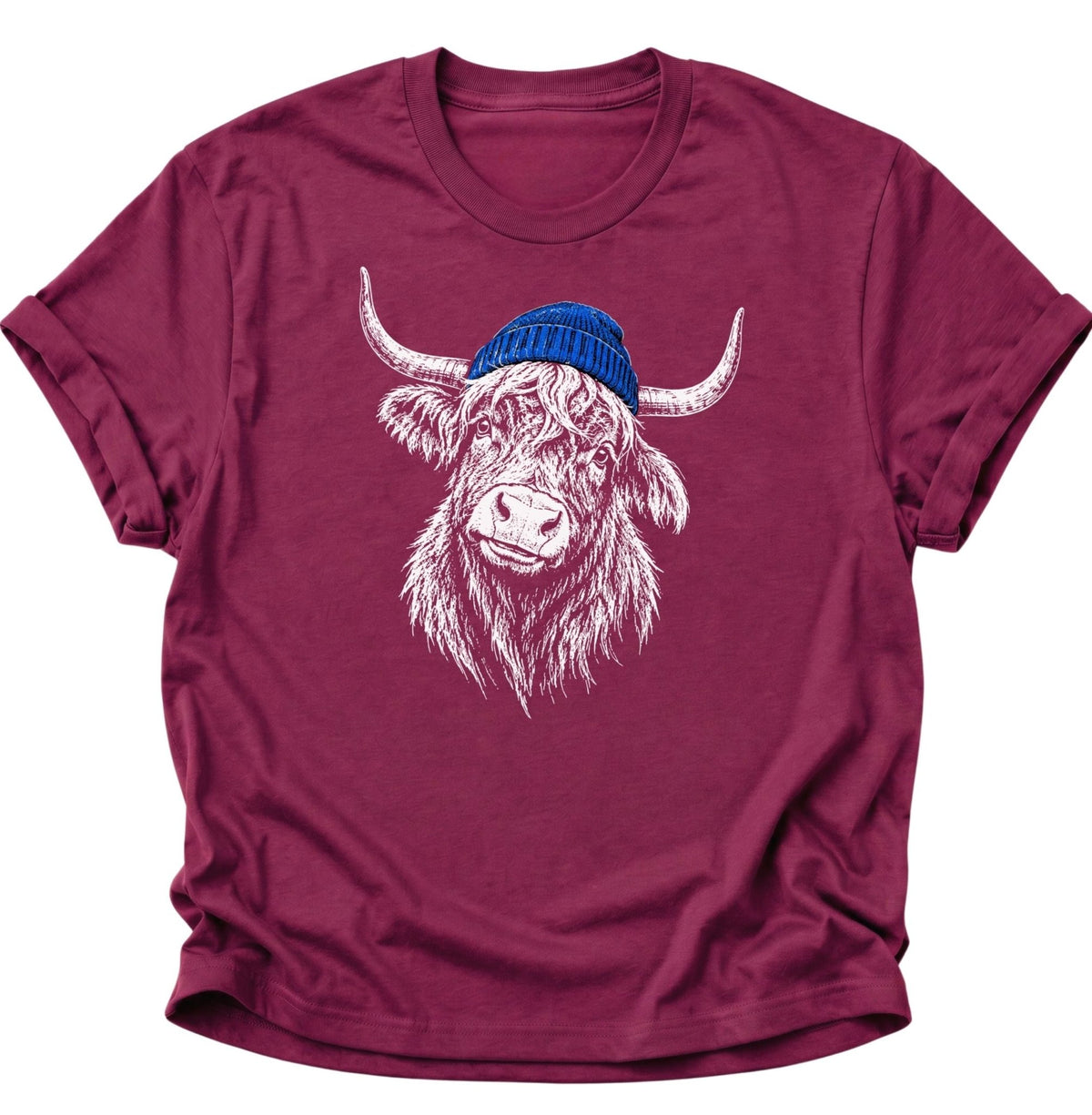 Hochlandrind mit Mütze Unisex T-Shirt Cardinal Red - PINE & RIVER