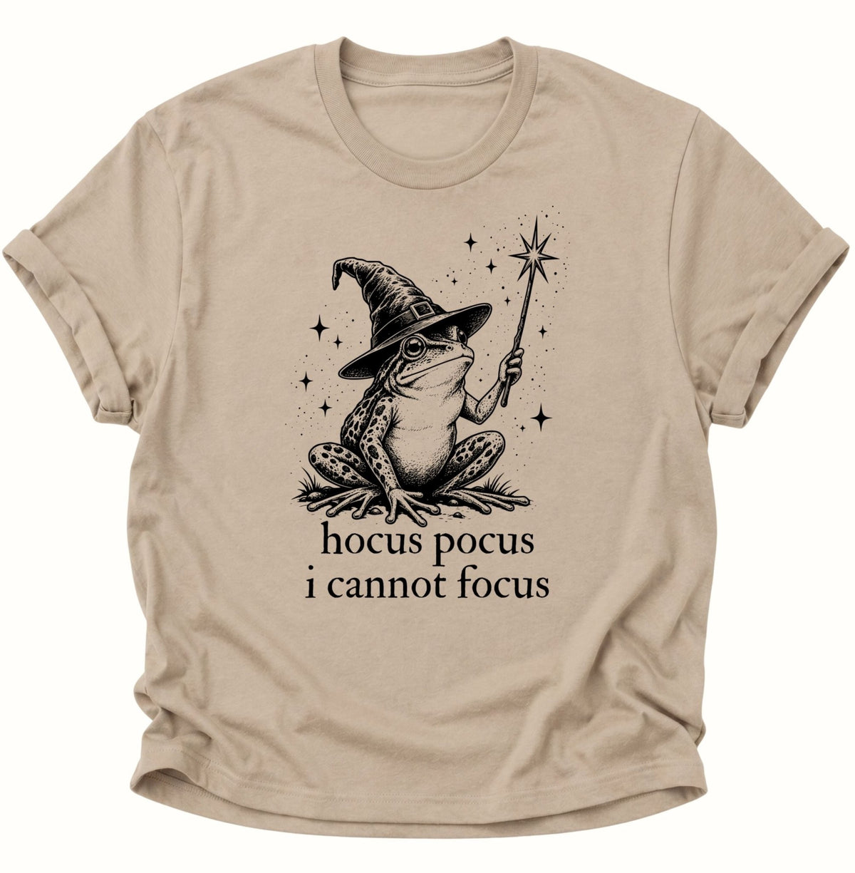 Hocus Pocus I Cannot Focus Frosch Unisex T-Shirt Sand - PINE & RIVER