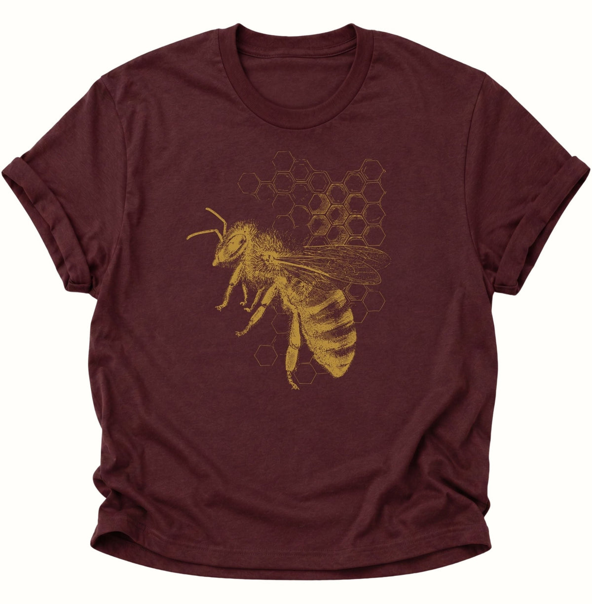 Honigbiene mit Wabe Unisex T-Shirt Maroon - PINE & RIVER