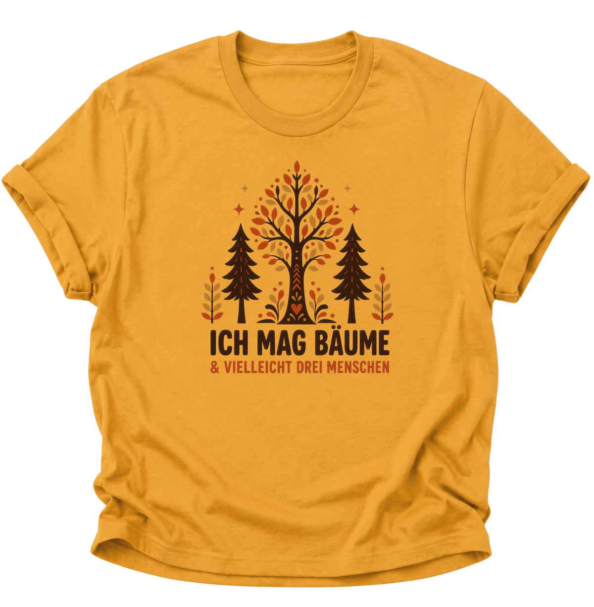 Ich Mag Bäume & Vielleicht Drei Menschen Unisex T-Shirt Gelb - PINE & RIVER