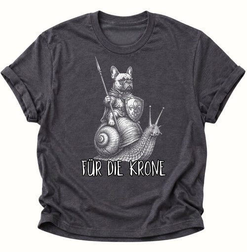 Bulldoggenritter auf Schnecke Unisex T-Shirt Dark Heather - PINE & RIVER