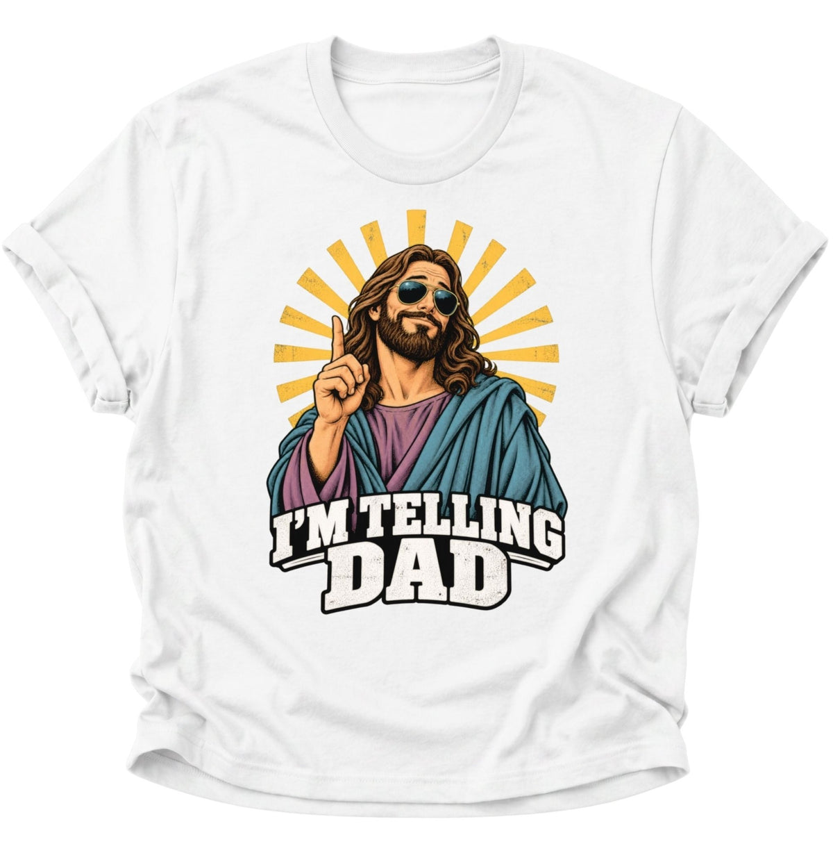 I'm Telling Dad Jesus Unisex T-Shirt Weiß - PINE & RIVER