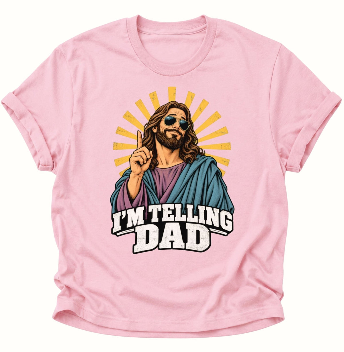 I'm Telling Dad Jesus Unisex T-Shirt Light Pink - PINE & RIVER