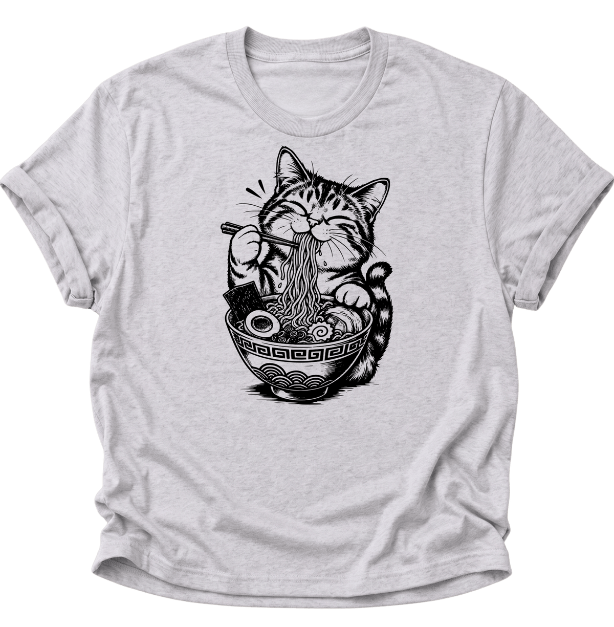 Katze Isst Ramen Unisex T-Shirt Ash Grey - PINE & RIVER