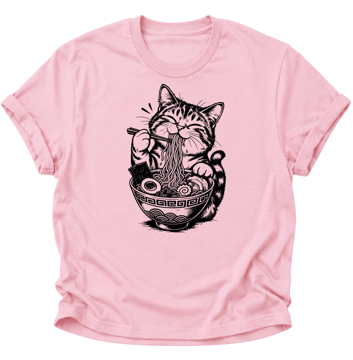 Katze Isst Ramen Unisex T-Shirt Light Pink - PINE & RIVER