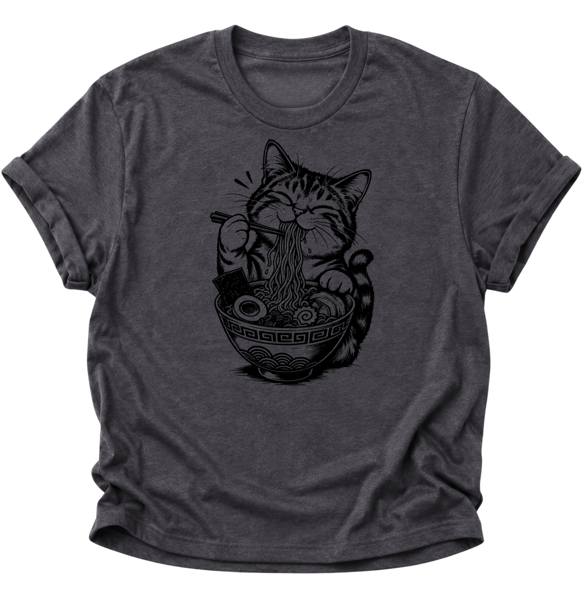 Katze Isst Ramen Unisex T-Shirt Dark Heather - PINE & RIVER