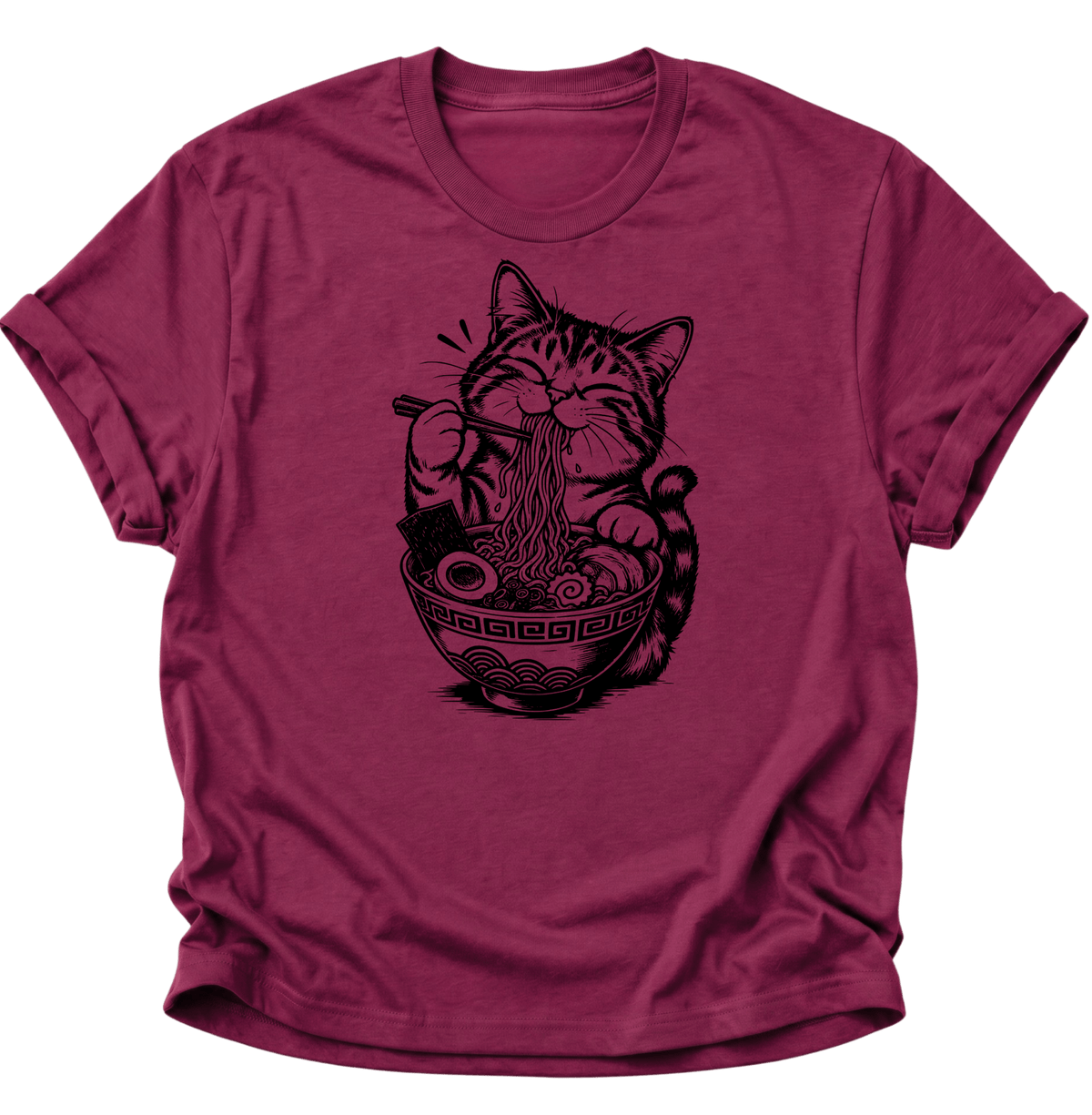 Katze Isst Ramen Unisex T-Shirt Cardinal Red - PINE & RIVER