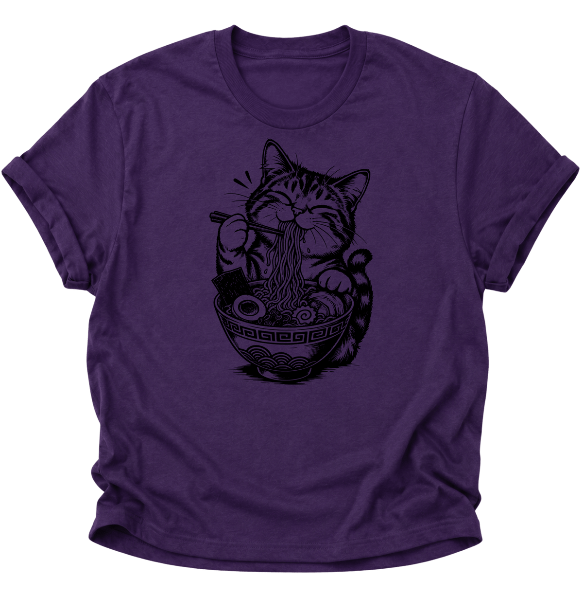 Katze Isst Ramen Unisex T-Shirt Purple - PINE & RIVER