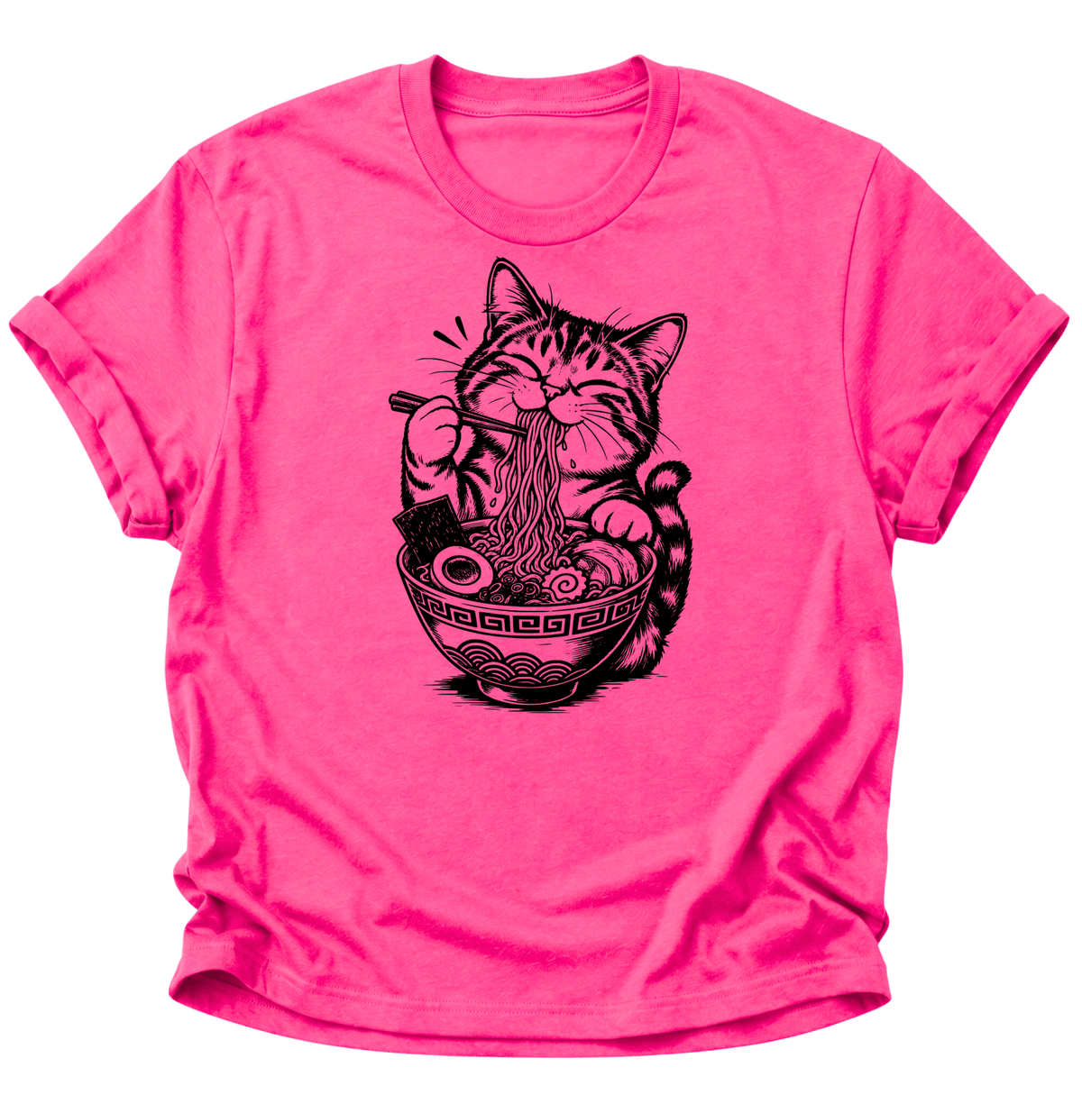 Katze Isst Ramen Unisex T-Shirt Heliconia - PINE & RIVER