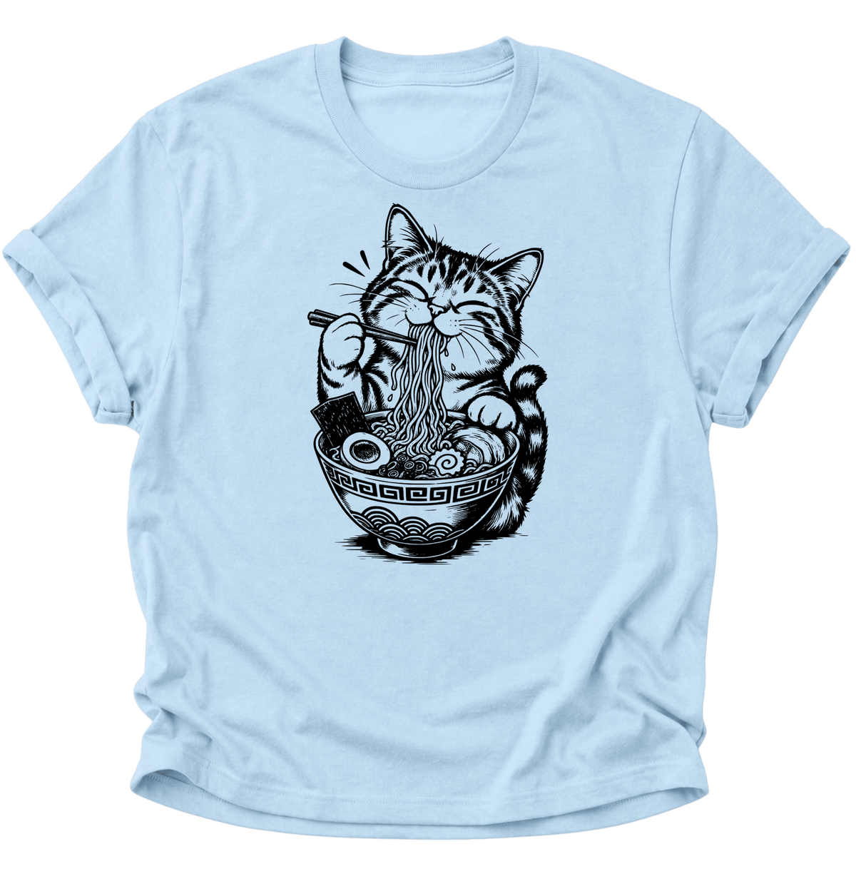 Katze Isst Ramen Unisex T-Shirt Light Blue - PINE & RIVER