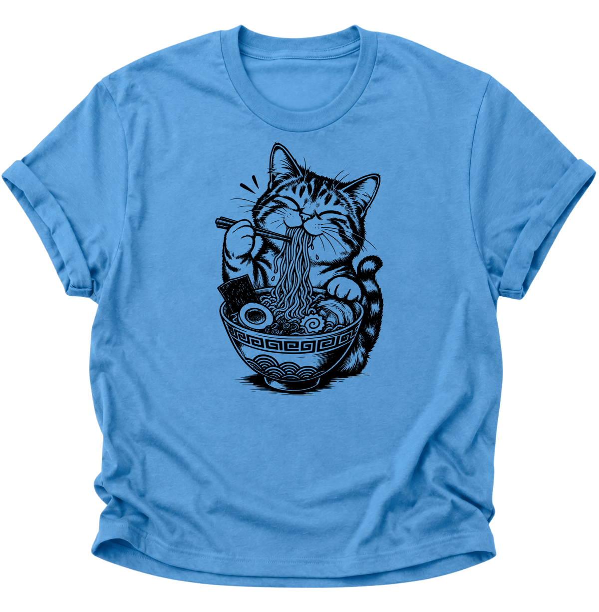 Katze Isst Ramen Unisex T-Shirt Carolina Blue - PINE & RIVER