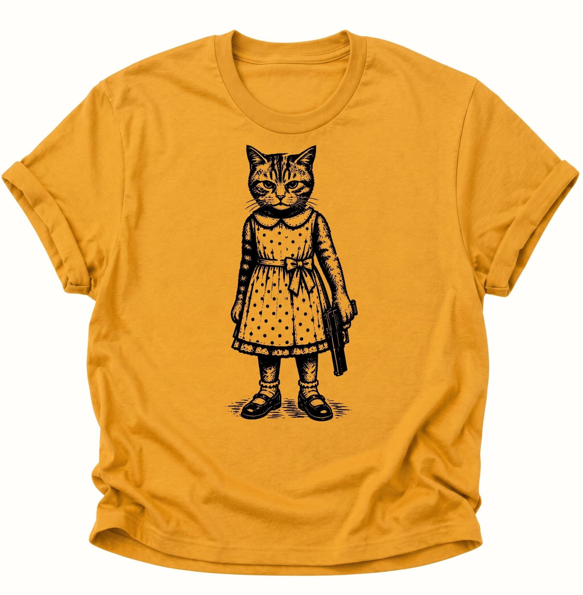 Katze mit Pistole Unisex T-Shirt Gelb - PINE & RIVER