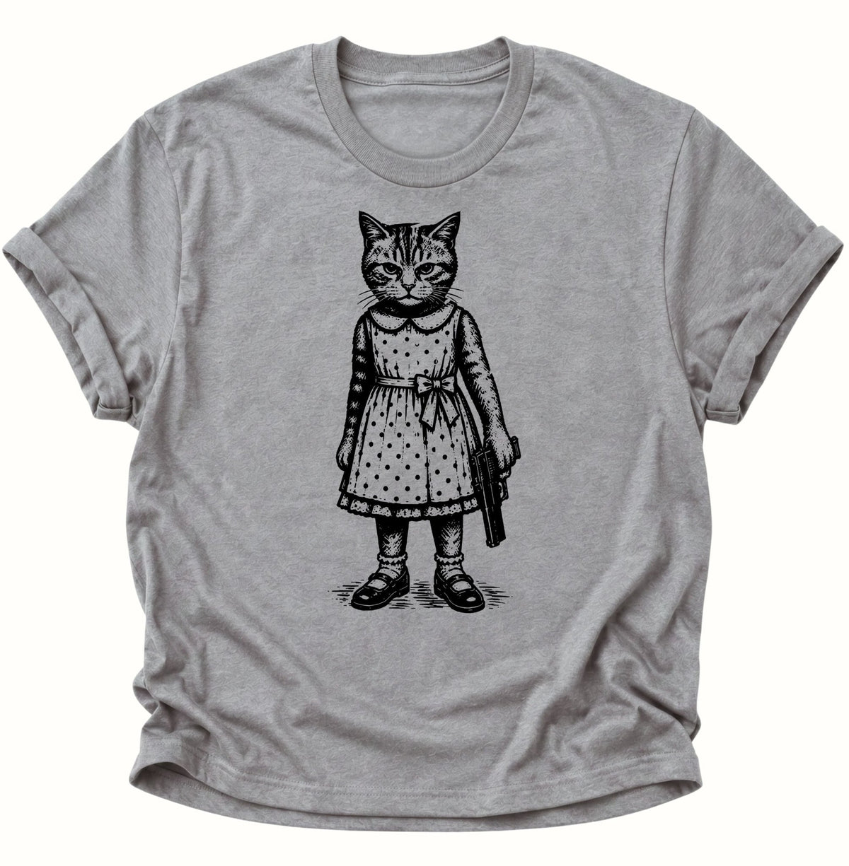 Katze mit Pistole Unisex T-Shirt Sport Grey - PINE & RIVER