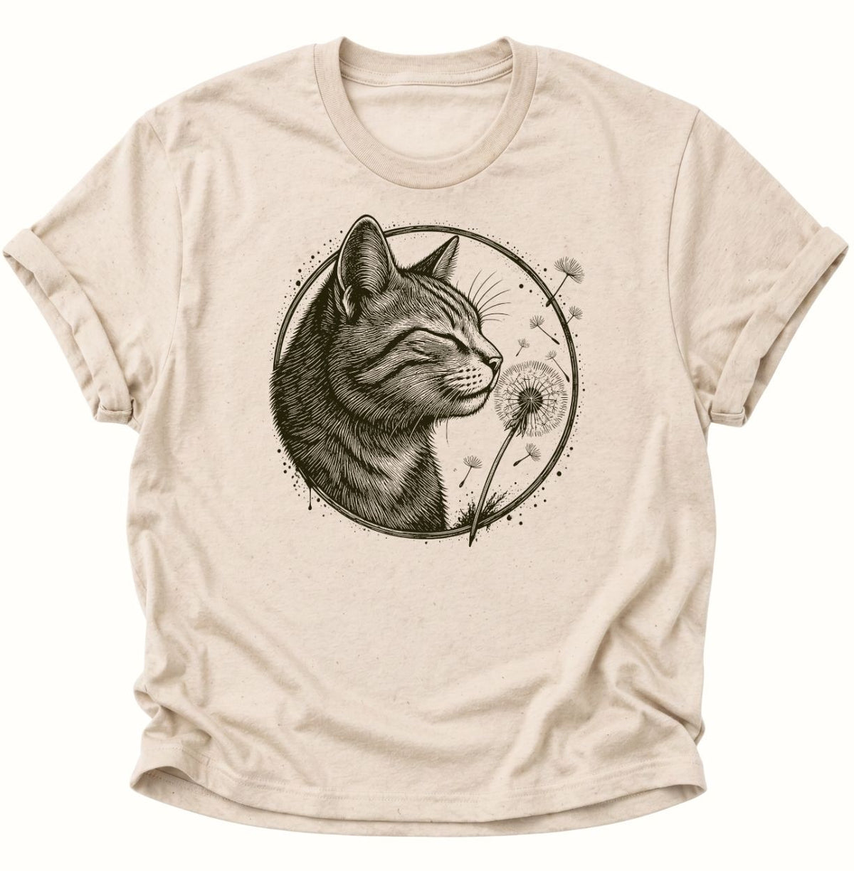 Katze mit Pusteblume Unisex T-Shirt Nature - PINE & RIVER