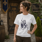 Katzenritter auf Bulldogge Unisex T-Shirt Light Pink - PINE & RIVER