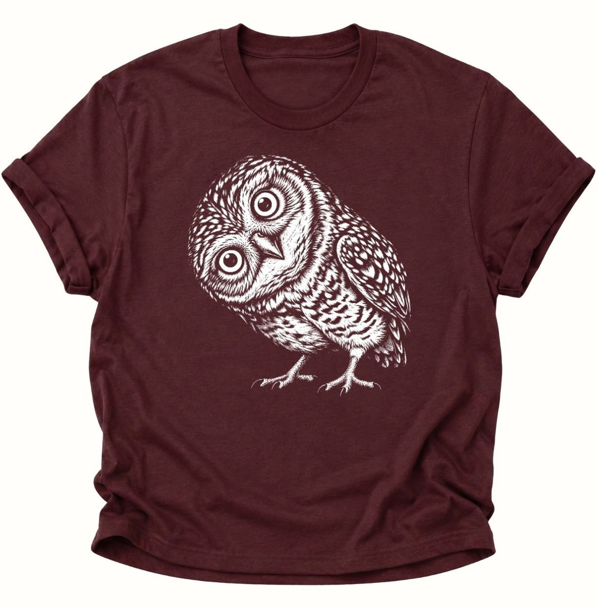 Kleiner Kauz Eulen Unisex T-Shirt Maroon - PINE & RIVER