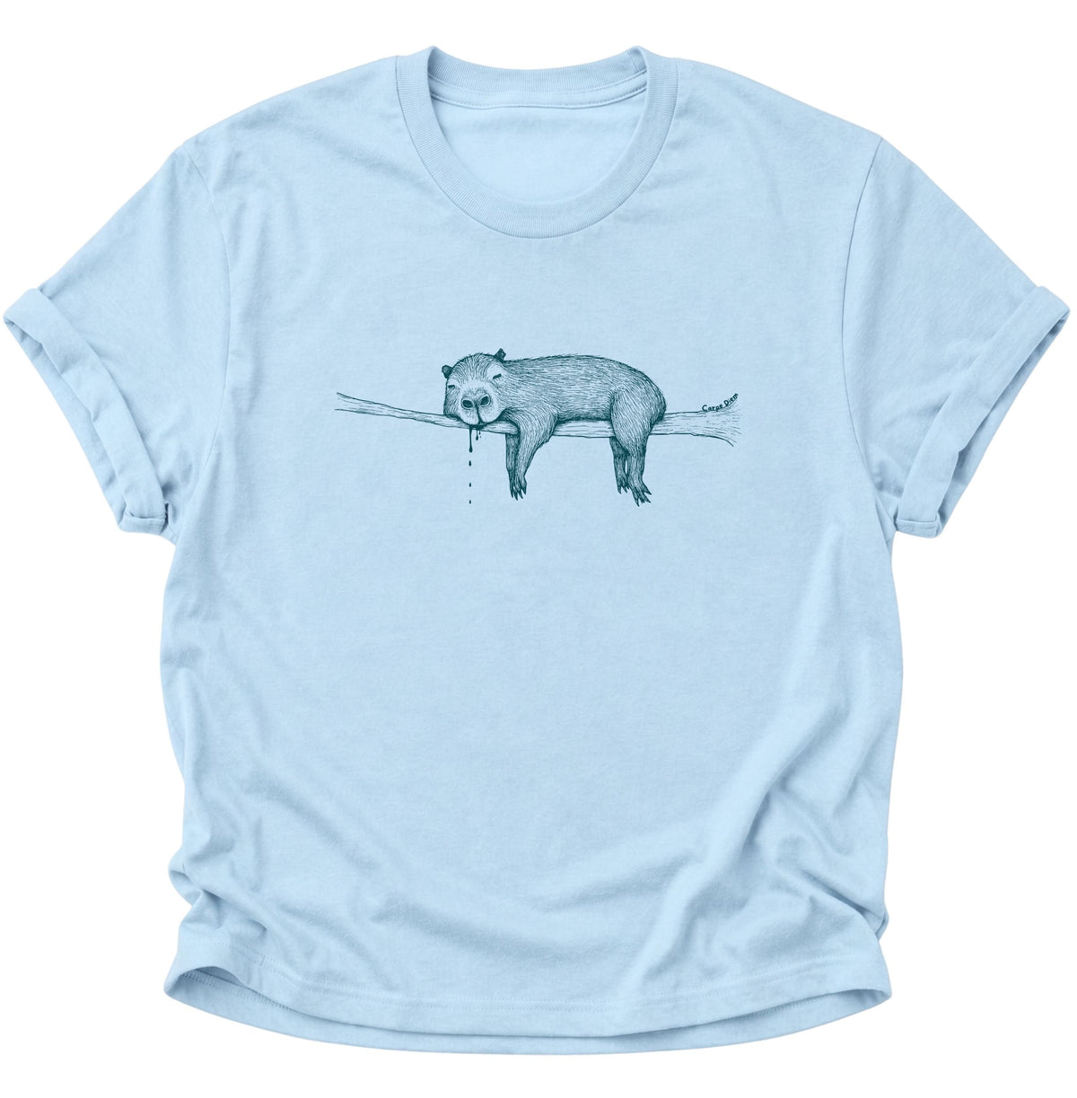 Faules Capybara Carpe Diem Unisex T-Shirt Light Blue - PINE & RIVER