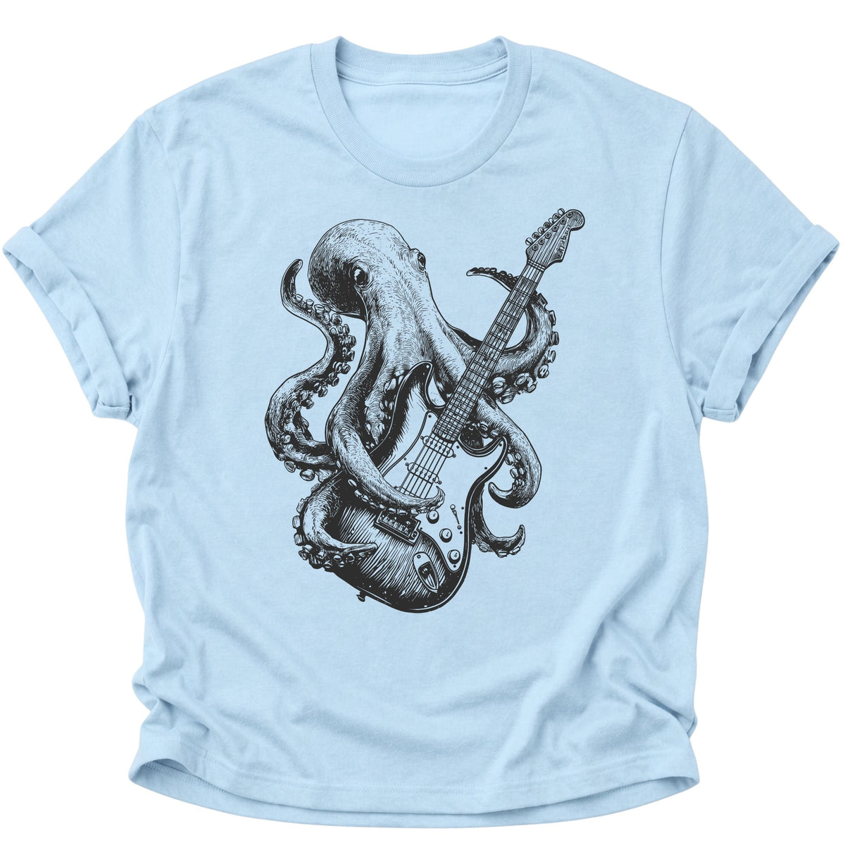 Kraken E-Gitarre Unisex T-Shirt Light Blue - PINE & RIVER