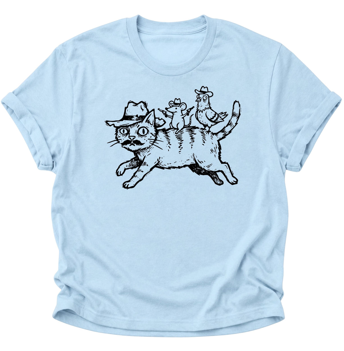 Crazy Katzen Gang Unisex T-Shirt Light Blue - PINE & RIVER
