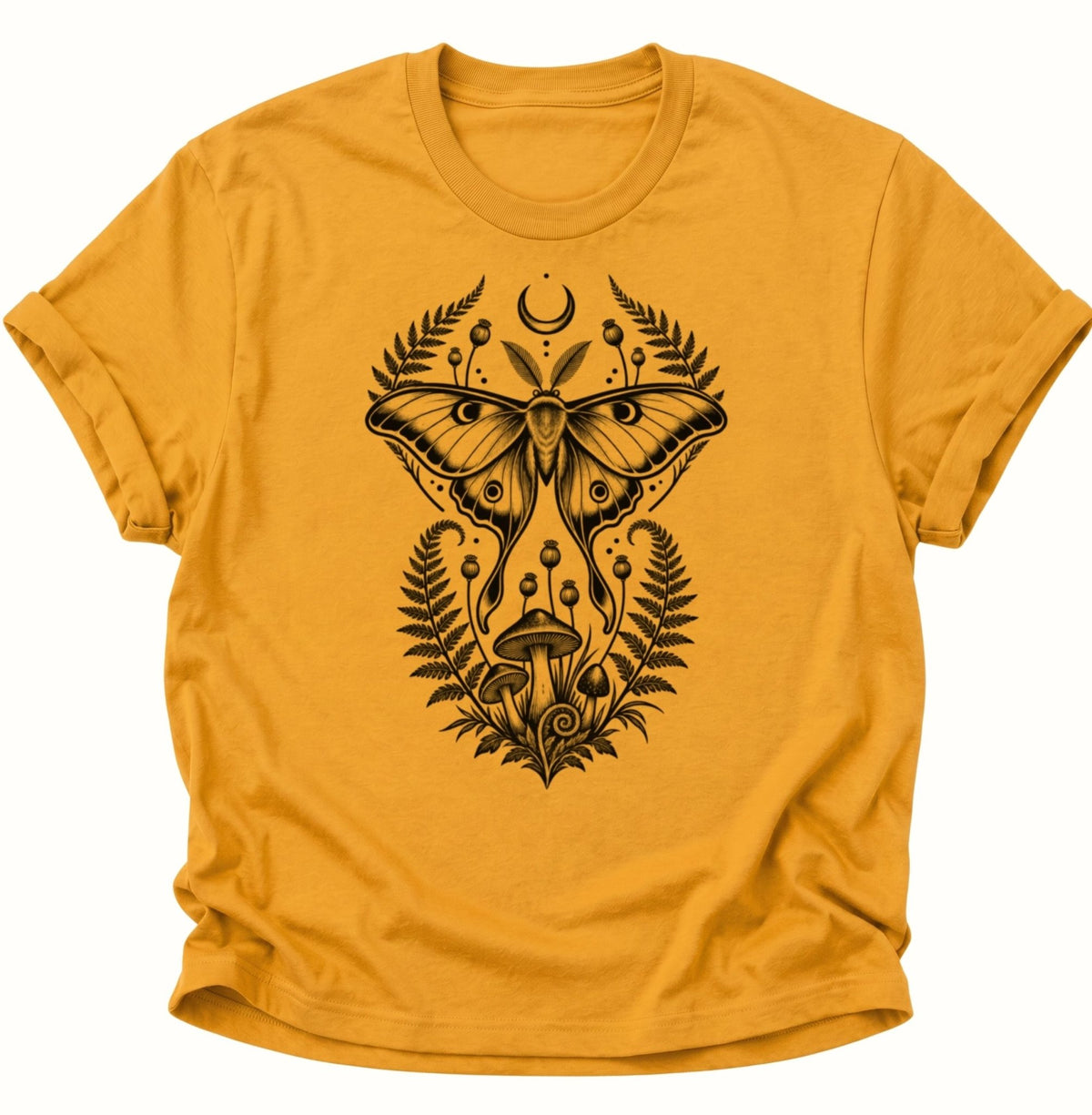 Luna Motte Pilze Wald Unisex T-Shirt Gelb - PINE & RIVER