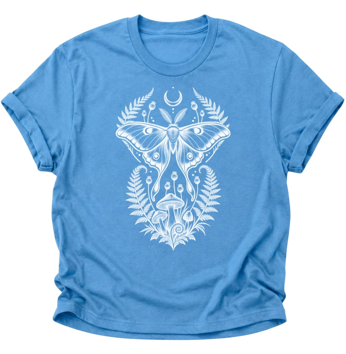 Luna Motte Pilze Wald Unisex T-Shirt Carolina Blue - PINE & RIVER