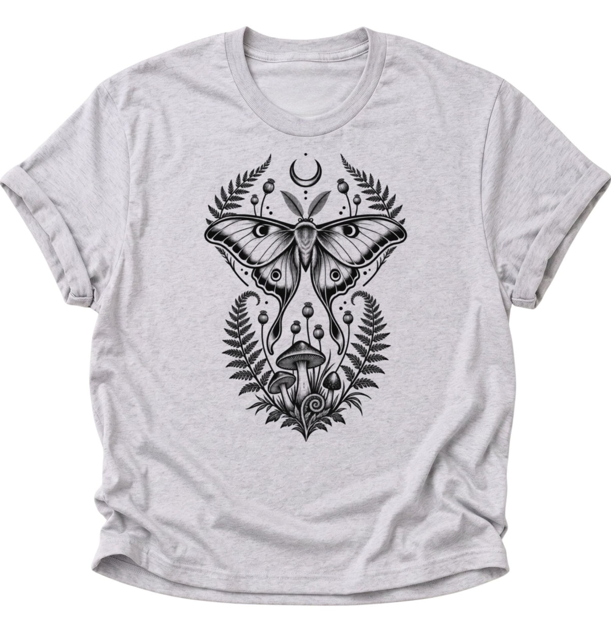Luna Motte Pilze Wald Unisex T-Shirt Ash Grey - PINE & RIVER